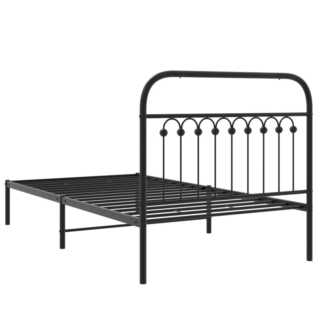 vidaXL Giroletto con Testiera in Metallo Nero 100x190 cm