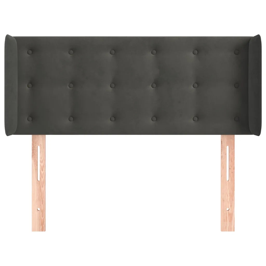 Testiera | Testata ad Orecchio Grigio Scuro 83x16x78/88 cm in Velluto