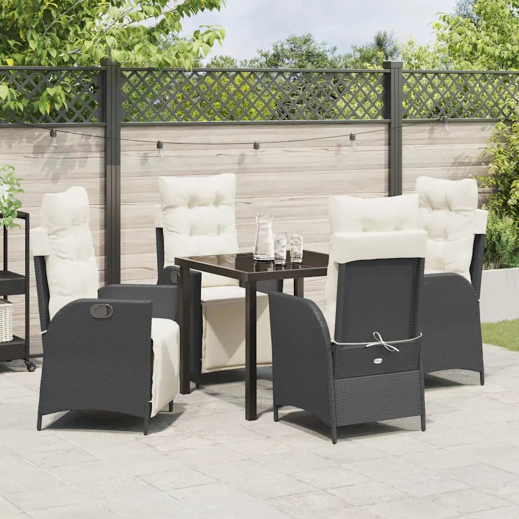 Set da Pranzo per Giardino con cuscino 5 pcs Nero polyrattan 3380527