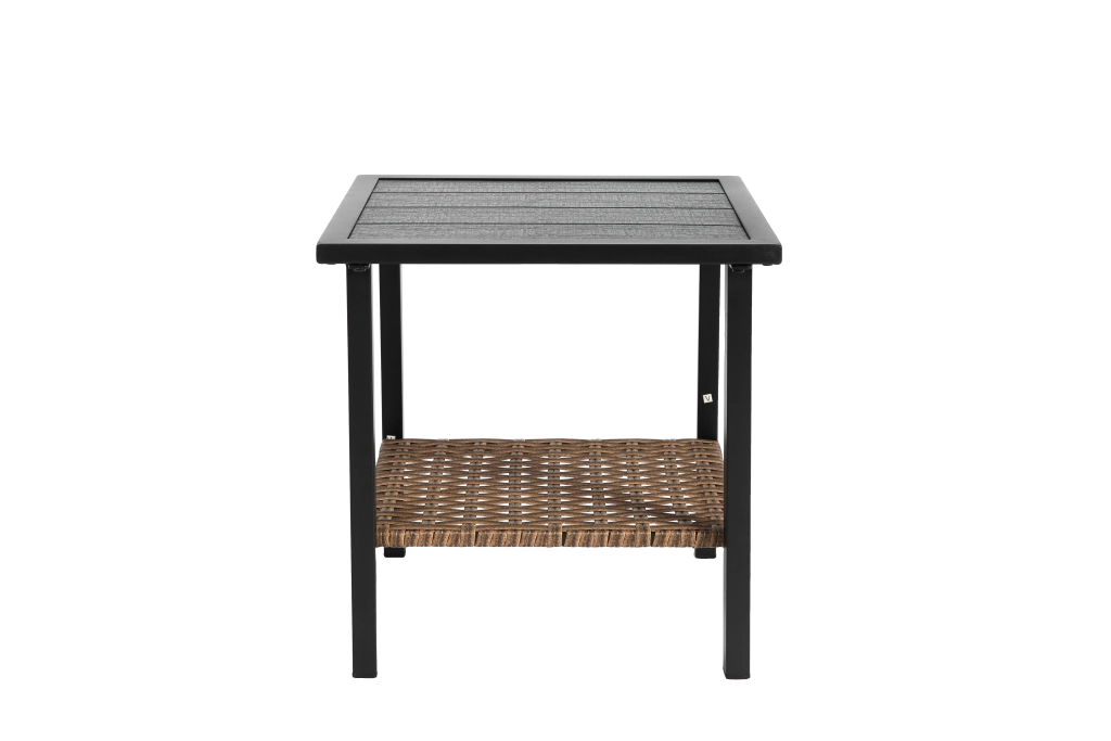 Set lounge da giardino a 3 pezzi con 1 tavolino e 2 poltrone a dondolo girevoli in acciaio e rattan sintetico marrone grigio