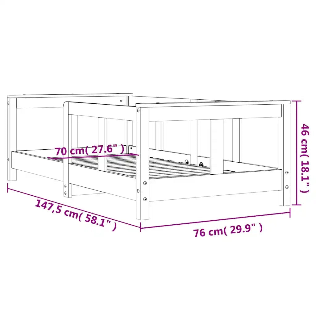 Giroletto per Bambini 70x140 cm in Legno Massello di Pino