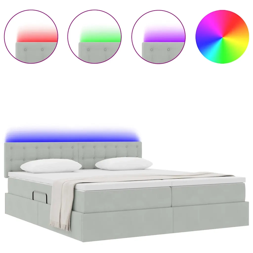 Letto con testiera Grigio chiaro 200 x 200 cm Velluto