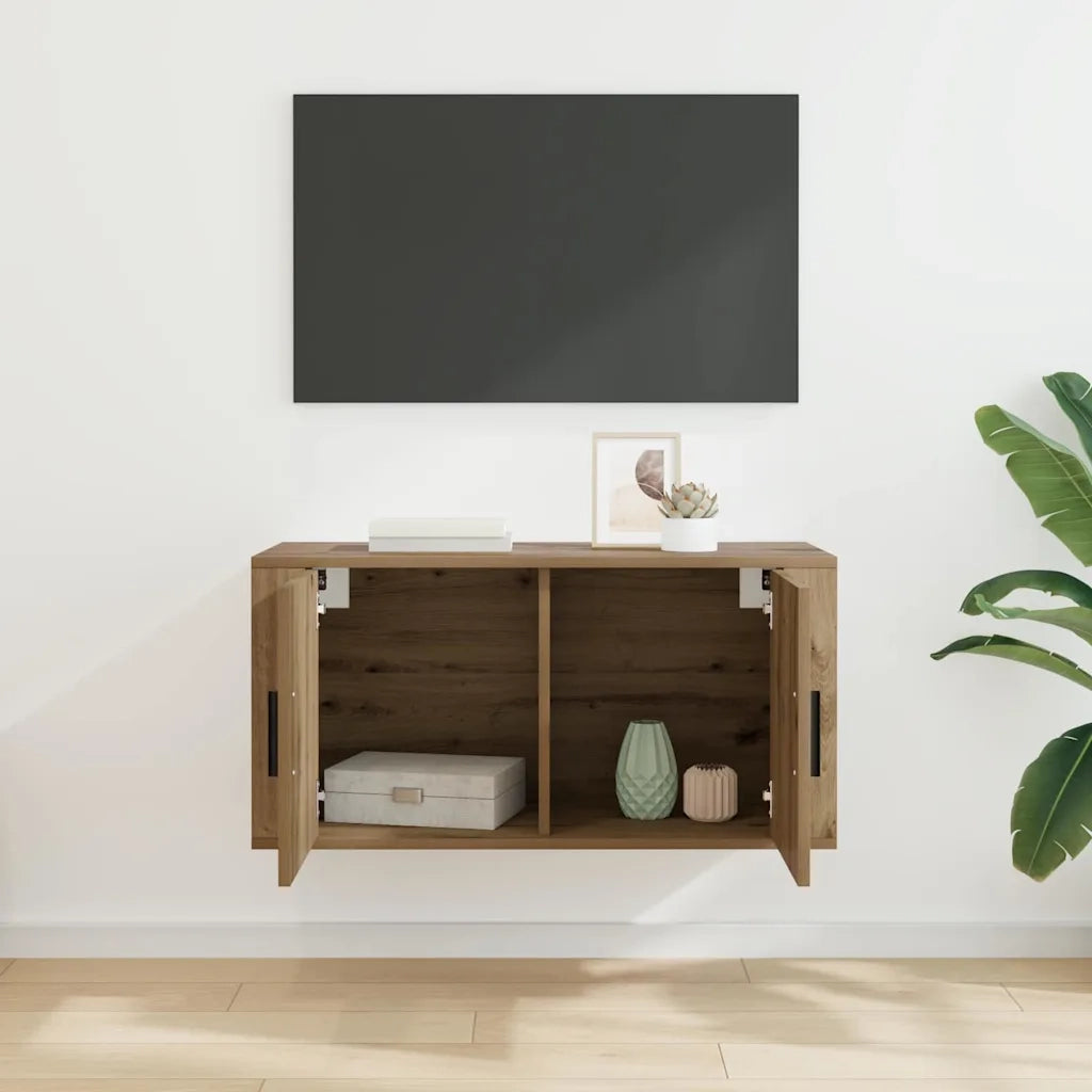 Mobile TV da parete 80 x 34,5 x 40 cm rovere artigianale 881151