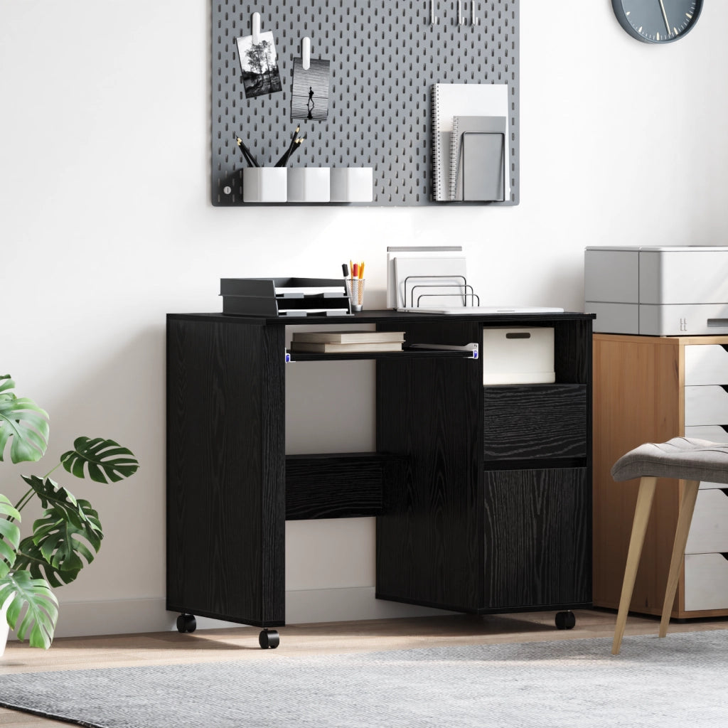 Scrivania in Rovere Nero Rovere Nero Legno ingegnerizzato, Metallo