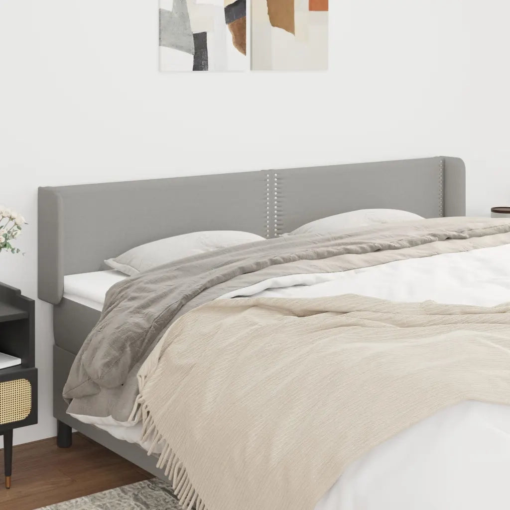 Testiera | Testata ad Orecchio Grigio Chiaro 203x16x78/88 cm in Tessuto