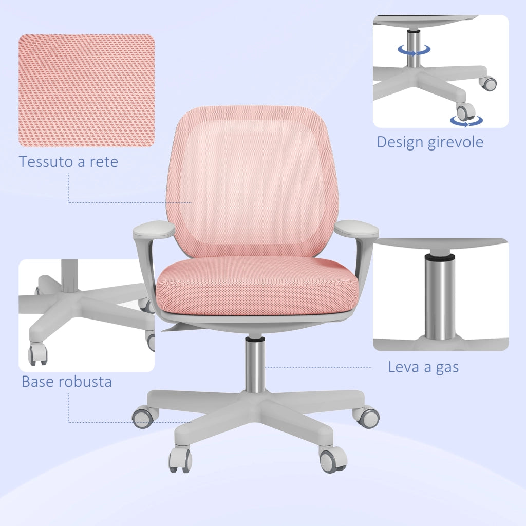 Sedia da Ufficio Ergonomica ¨C Xylo ¨C Rosa, Altezza Regolabile, 55x48x82.5-94.5 cm