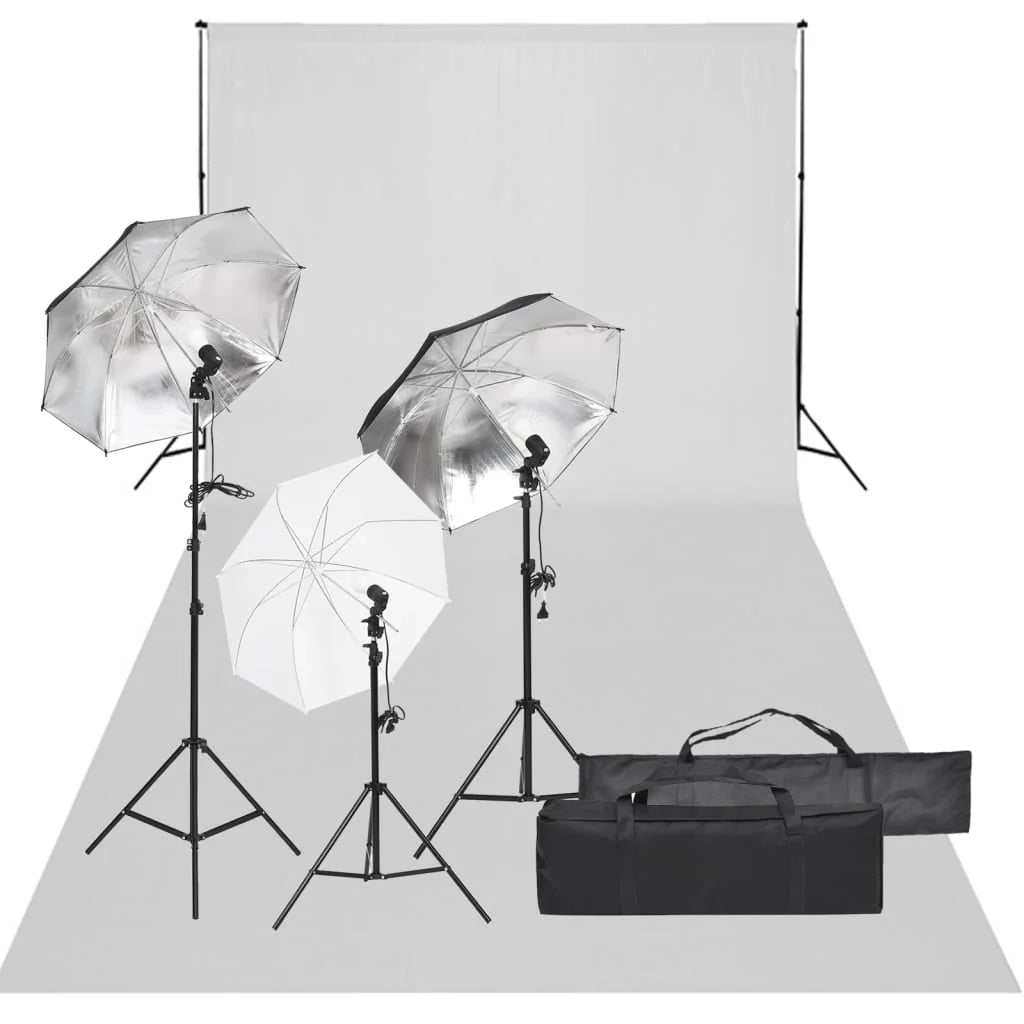 Kit per studio fotografico con illuminazione e fondale nero 02_0042415