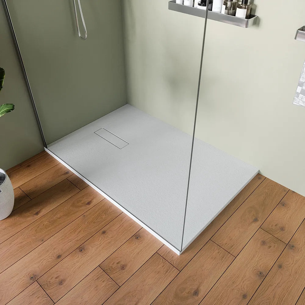 Piatto doccia 80x120 cm in marmoresina bianco effetto pietra | Merlera