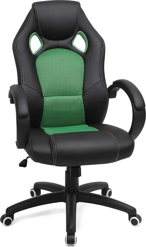 Sedia Gaming Ergonomica di Lusso con Supporto Pedale e Meccanismo di Inclinazione - Cuscino di Supporto e Cuscino Principale - Design Ergonomico di Stile da Corsa di Lusso per il Gioco - Per Gare di Gioco/Studio/Casa - Pelle Artificiale - Nero/Rosso