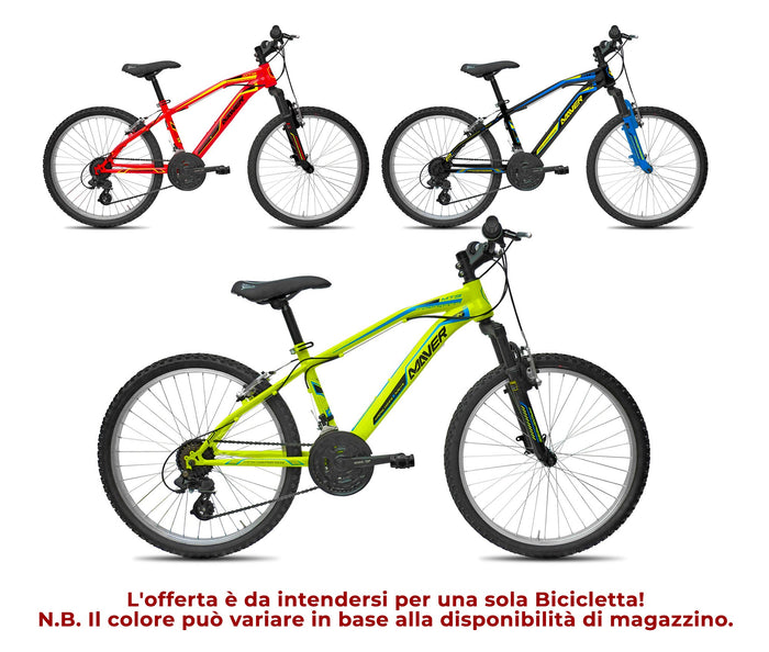 Bicicletta MTB Ragazzo 24” 18 Velocità Progress Giallo o Nero o Rosso