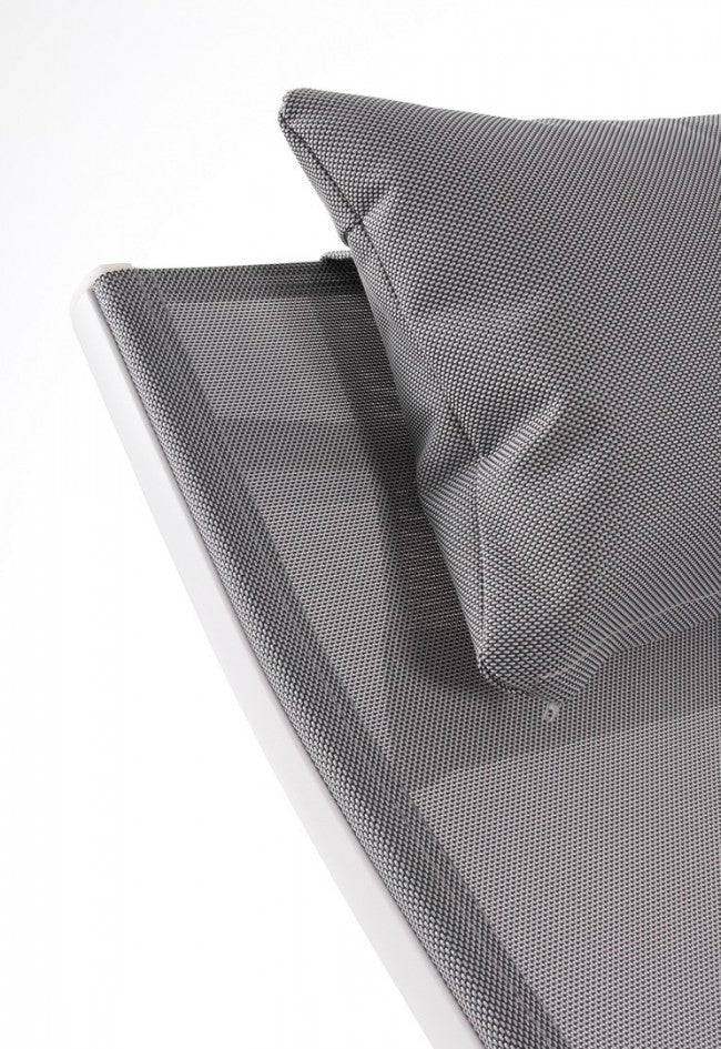 Lettino Chaise Longue da Giardino 65,5x177x105h cm con Cuscino Poggiatesta Krion Bianco