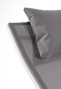 Lettino Chaise Longue da Giardino 65,5x177x105h cm con Cuscino Poggiatesta Krion Bianco