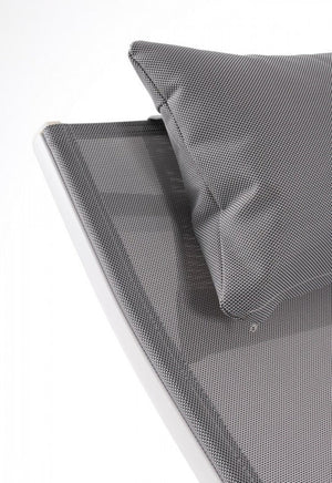 Lettino Chaise Longue da Giardino 65,5x177x105h cm con Cuscino Poggiatesta Krion Bianco