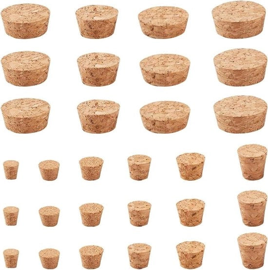 60 pezzi di stoppini di corks in diverse misure - stoppini di legno naturale - sostituzione sicura per bottiglie di vino - birra e flessi di liquori.