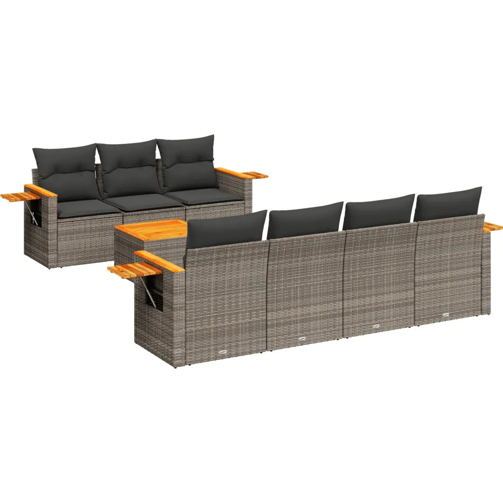 Set Divano da Giardino 8 pz con Cuscini Grigio in Polyrattan 3226648