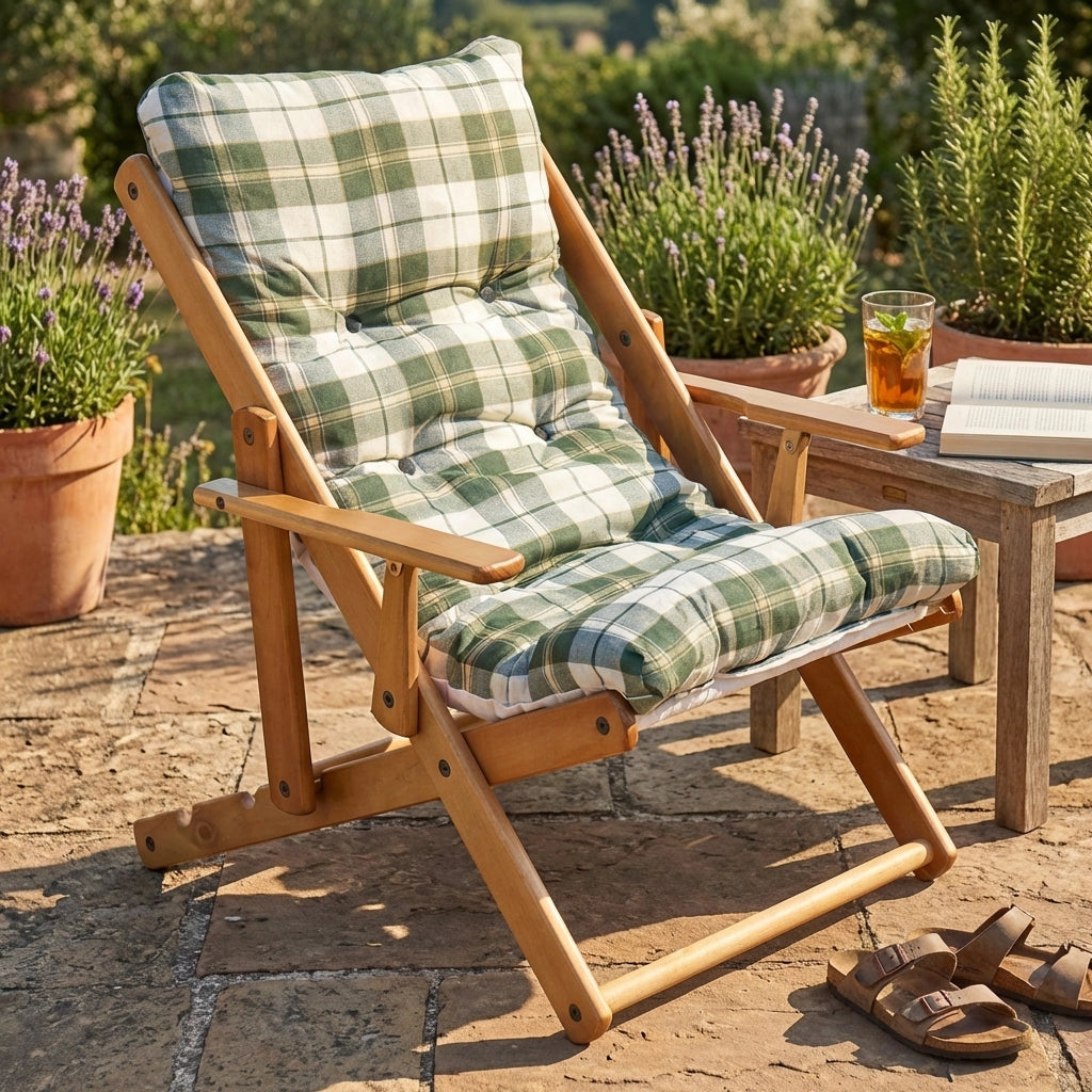 Poltrona Sdraio 3 posizioni con cuscino in Cotone Legno cm 84x60x100 - OZZY