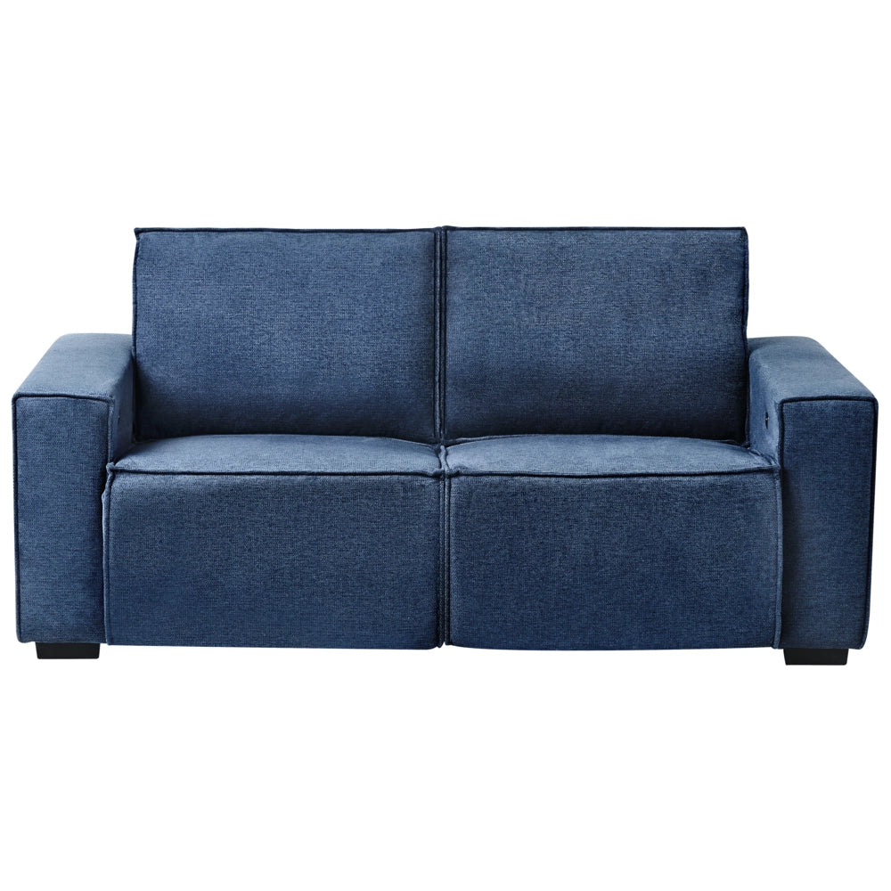 Divano elettrico reclinabile Poliestere blu imbottito divano a 2 posti Design moderno Funzione relax