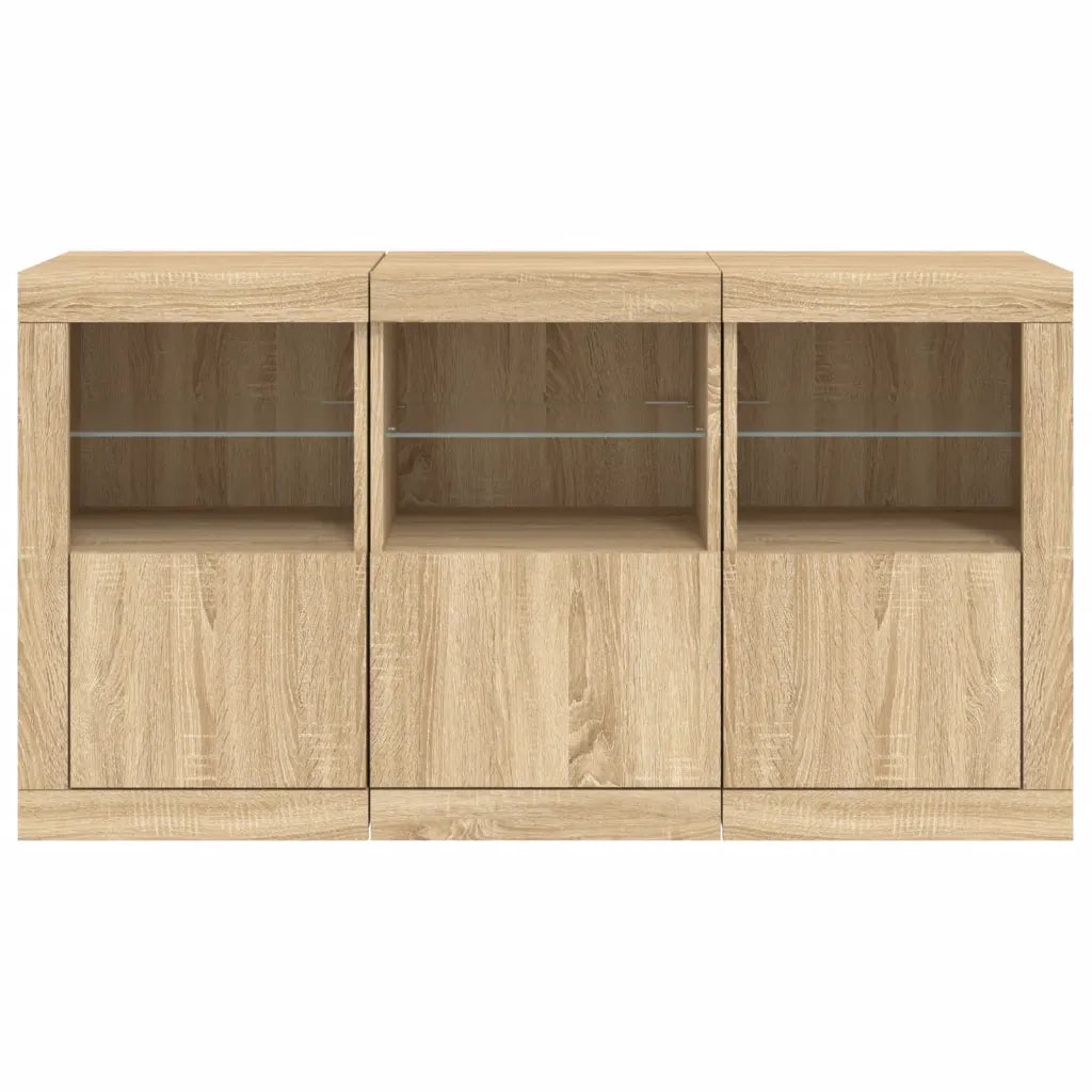 Credenza | Madia | Buffet da pranzo | Armadio da pranzo con Luci LED Rovere Sonoma 123x37x67 cm
