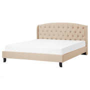 Letto a doghe Tessuto in poliestere beige Poggiatesta imbottito trapuntato 160 x 200 cm Design moderno