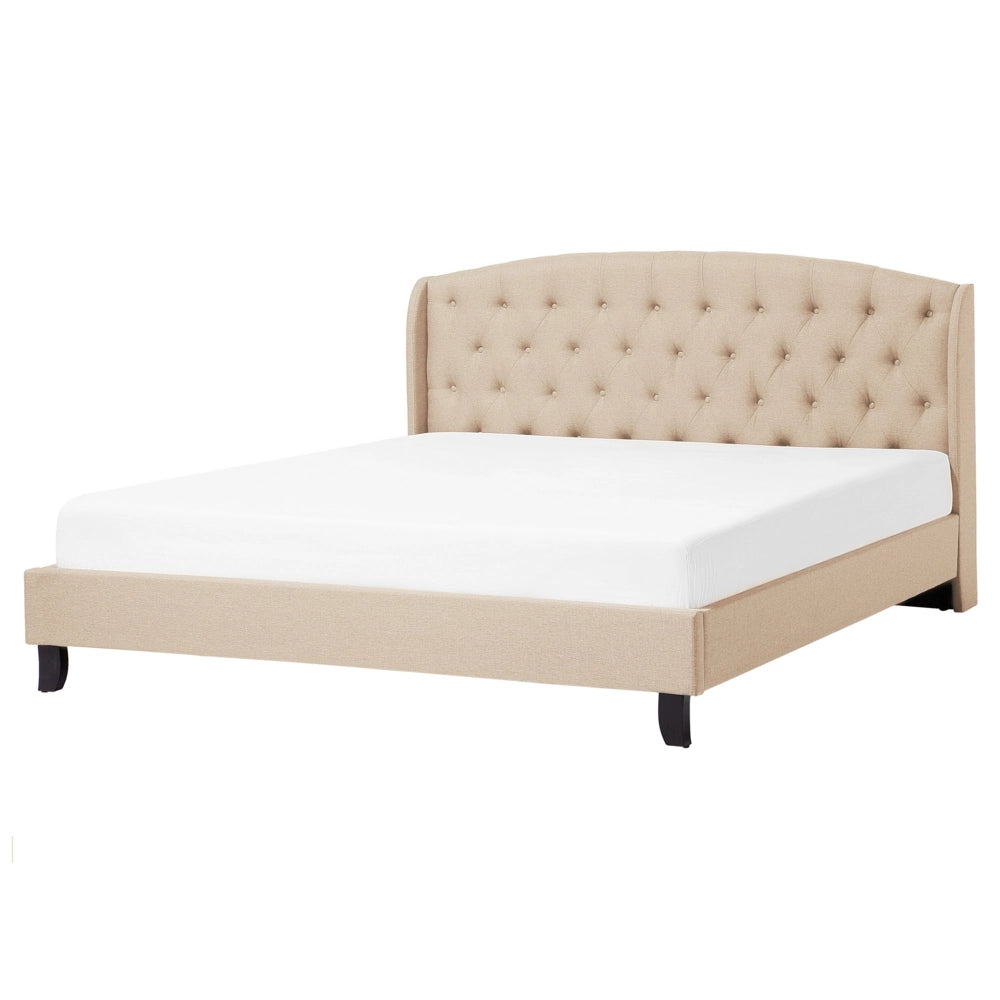 Letto a doghe Tessuto in poliestere beige Poggiatesta imbottito trapuntato 160 x 200 cm Design moderno