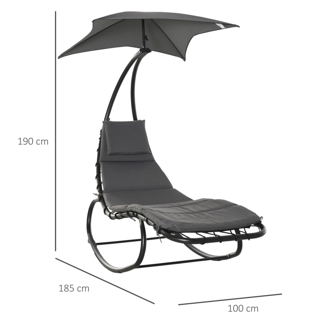 EasyComfort Lettino a Dondolo da Giardino Sdraio Prendisole per Esterno Grigia