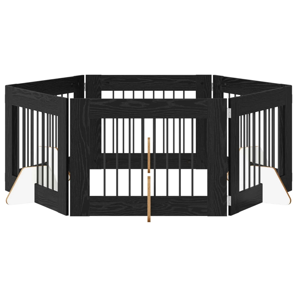 Cancello per cani con supporti 6 pcs Rovere Nero 80 x 60 cm 892139