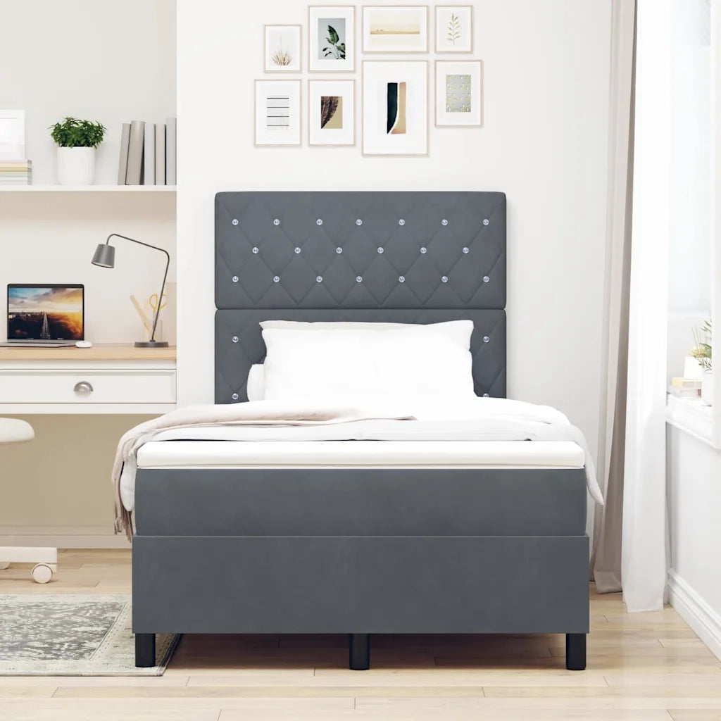 Letto a Sorgente LED Grigio scuro 120 x 200 cm Velluto 3343239