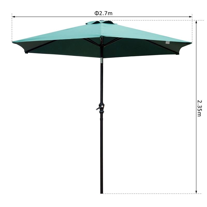 OMBRELLONE DA GIARDINO 2.7 × 2.35 M INCLINABILE ALLUMINIO E POLIESTERE VERDE