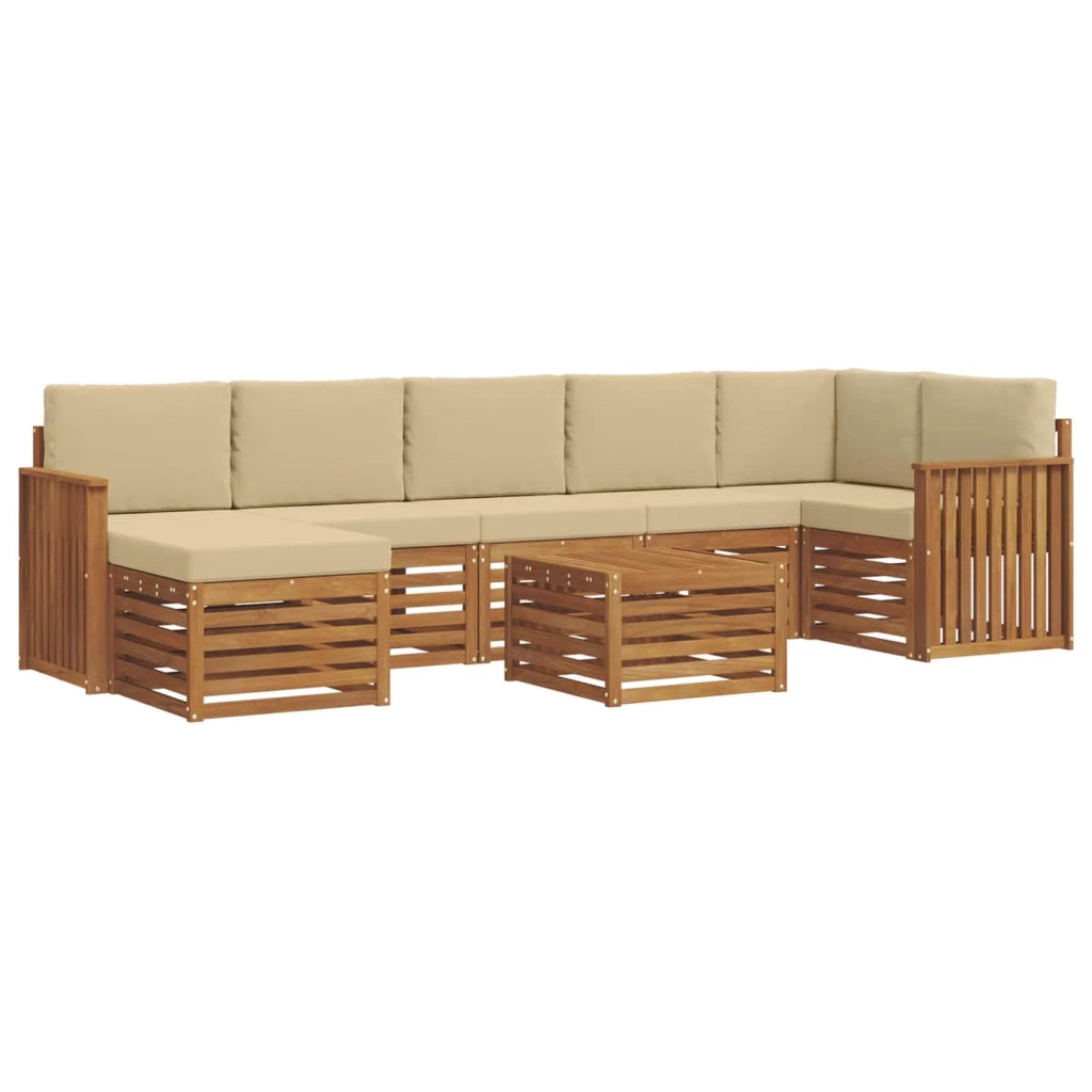 Set divano sezionale con cuscino 8 pcs Naturale e Beige 3375208