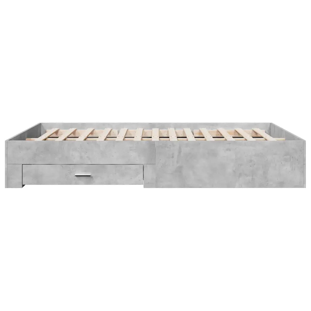 Giroletto Cassetti-Struttura Letto con contenitore Grigio Cemento 150x200 cm Legno Multistrato 989837