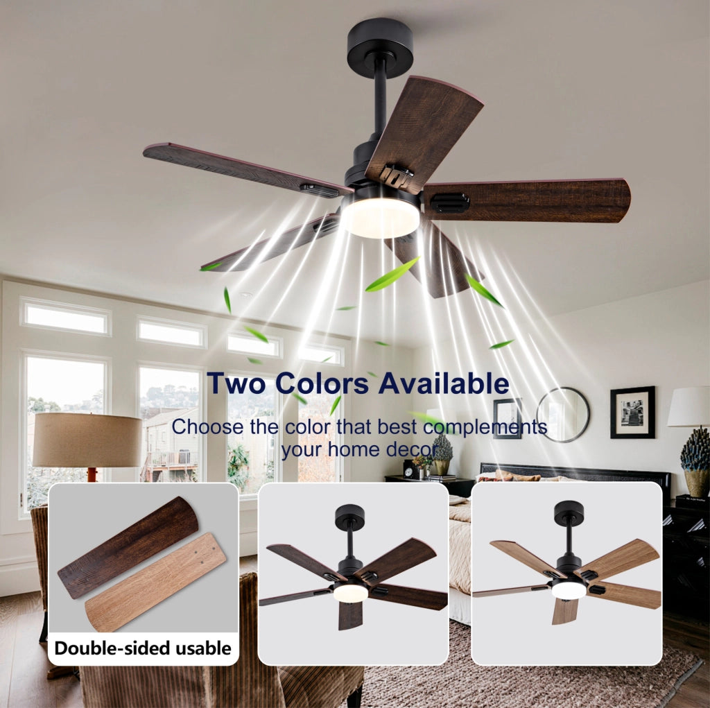 Ventilatore da soffitto nero da 42 pollici con luce dimmerabile e telecomando per uso interno ed esterno