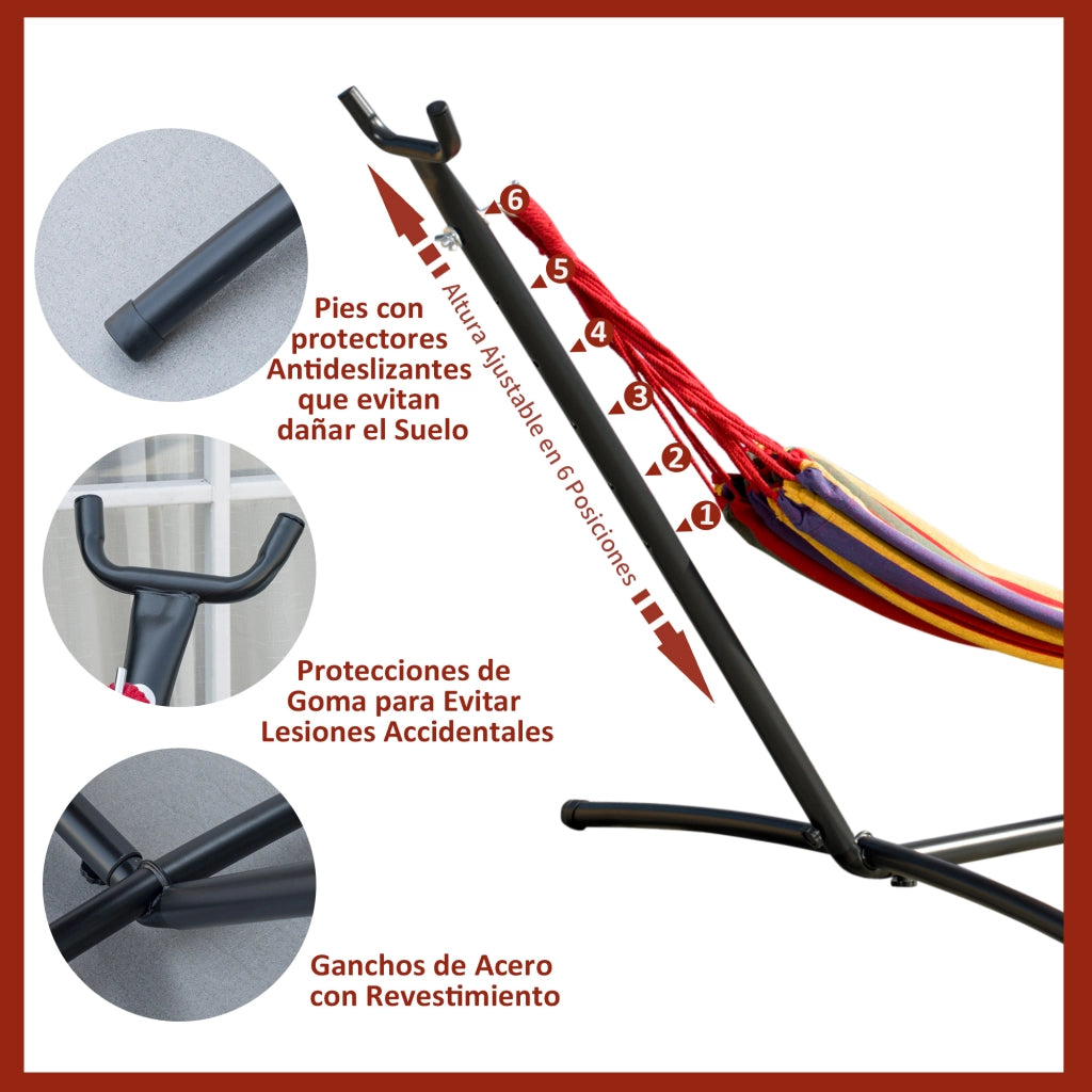 Amaca con supporto in acciaio regolabile in altezza ¨C zephmum ¨C 200x150 cm multicolore