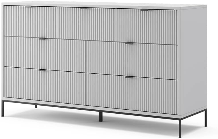 Cassettiera per camera da letto Eliza, Grigio, 42 x 81 cm, per la conservazione di abbigliamento e oggetti per la casa