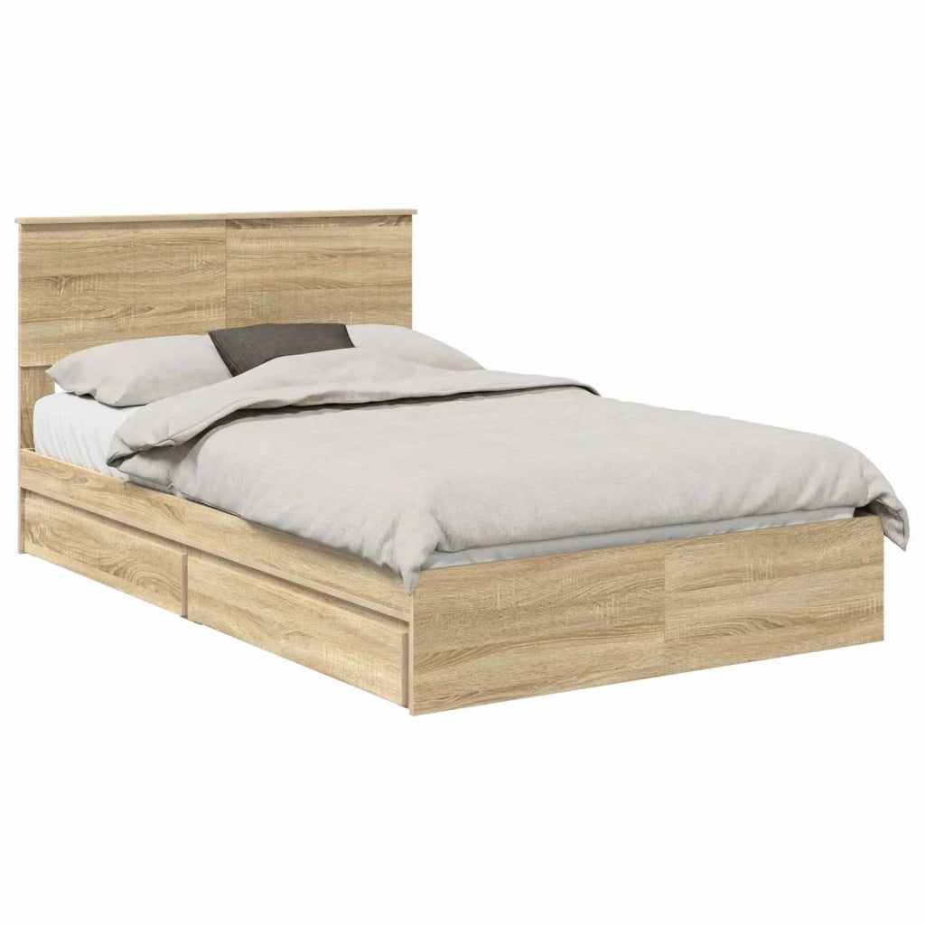 Letto con Contenitore con testiera Rovere Sonoma 120 x 200 cm