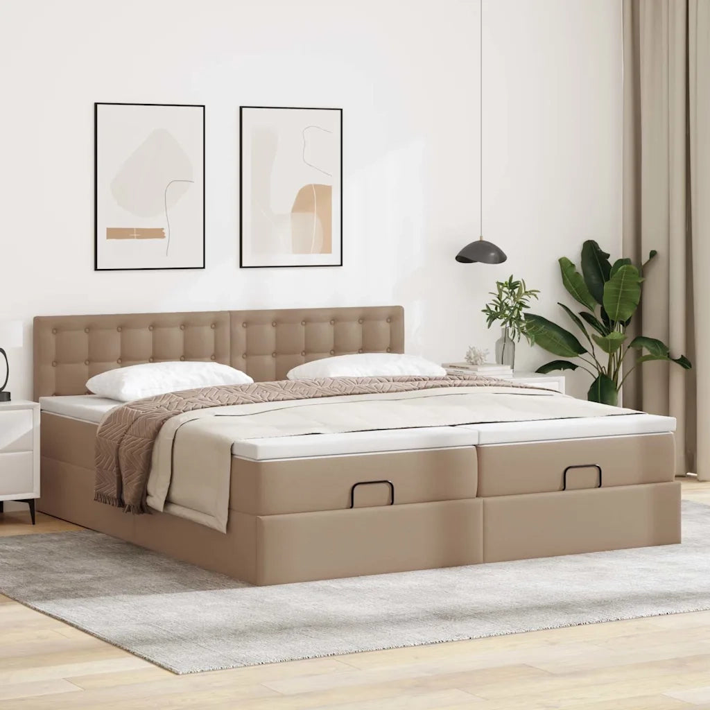 Struttura Letto Pouf con Materassi 200x200 cm Similpelle 3312814