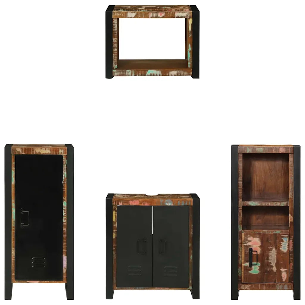Set di mobili per il bagno 4 pcs Legno Recuperato Massello