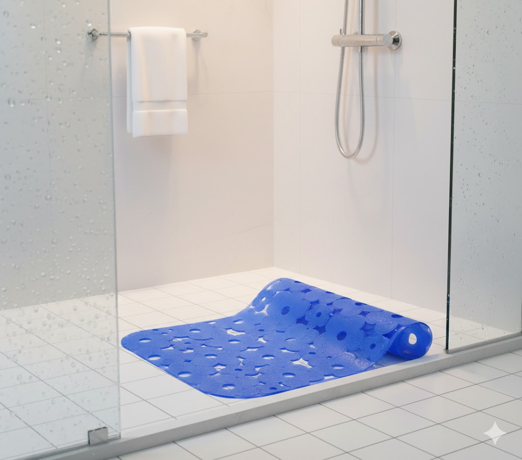 TAPPETO ANTISCIVOLO PER VASCA MOD. MARGHERITA CM 72 X 36- Blu- DH