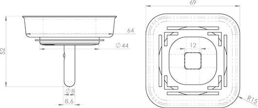 TAPPO PER PILETTA MULTI STYLE  Quadrato     L.B PLAST