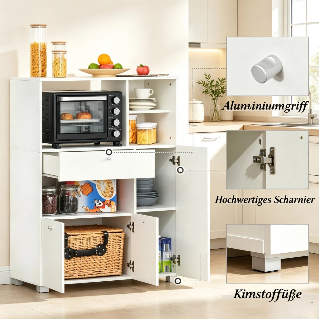 Mobile contenitore da cucina con 2 ante; 4 nicchie; cassetto estraibile; per cucina e soggiorno; 90 × 40 × 120 cm