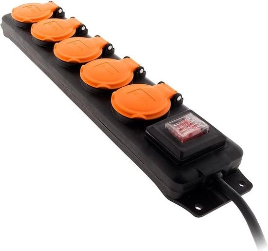Cavo di estensione IP44 impermeabile con 5 prese 16A 2P+T - 15 m HO5RRF 3G1-cavo con interruttori e viti di chiusura