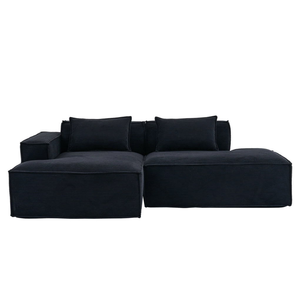 Divano 235x129x70 cm nero in poliestere; design compatto