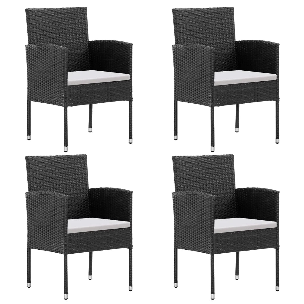 Set da Pranzo da Giardino 5 pz Nero con Cuscini in Polyrattan 3156778