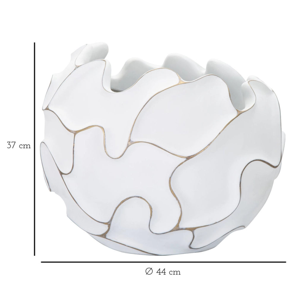 Vaso Decorativo VKH658, Bianco, Poliresina, 44x44x37 cm