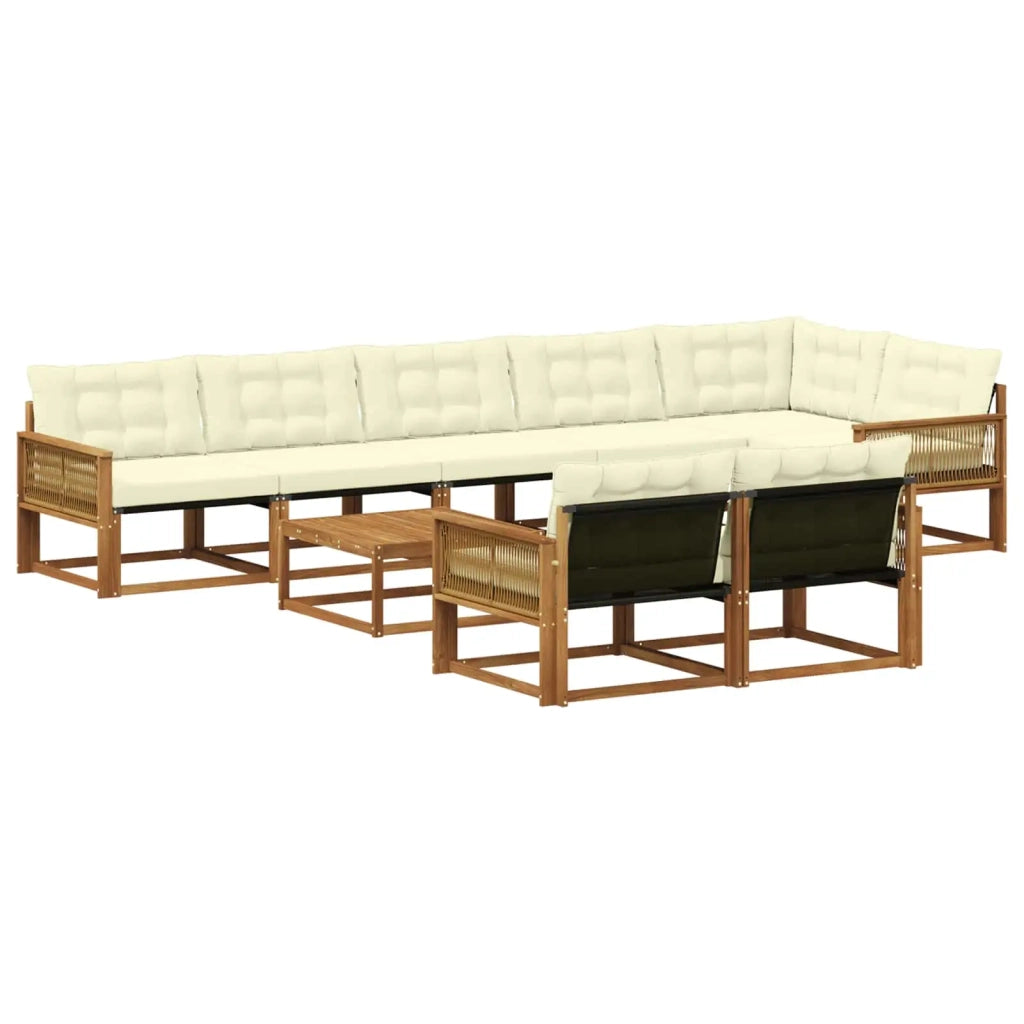 Set di divani da esterno con cuscino 9 pcs Naturale e Crema