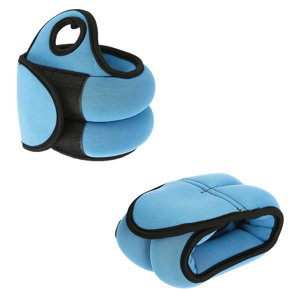 Kit 2 Pesi Allenamento Fitness 1KG Regolabili per Polsi e Caviglie Blu Nero