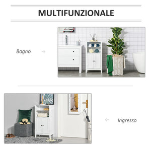 Mobiletto da Bagno 1 Mensola 2 Ante 50x30x93 cm in Legno Bianco