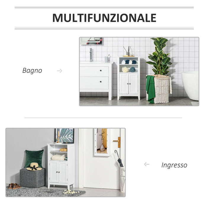 Mobiletto da Bagno 1 Mensola 2 Ante 50x30x93 cm in Legno Bianco