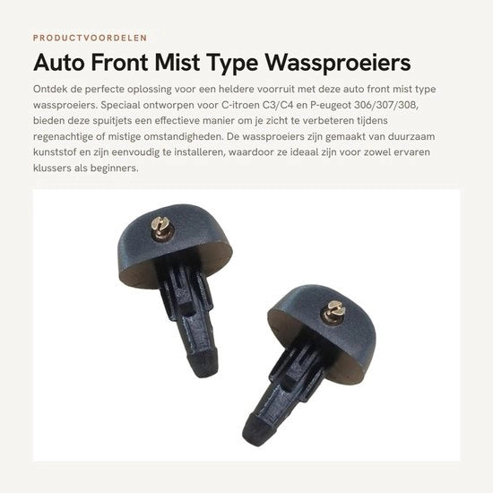 Kit di asciugamani per il parabrezza - Per Citroen C3/C4 - Per Peugeot 306/307/308 - Plastica - 2 pezzi - Bocchette di spruzzo