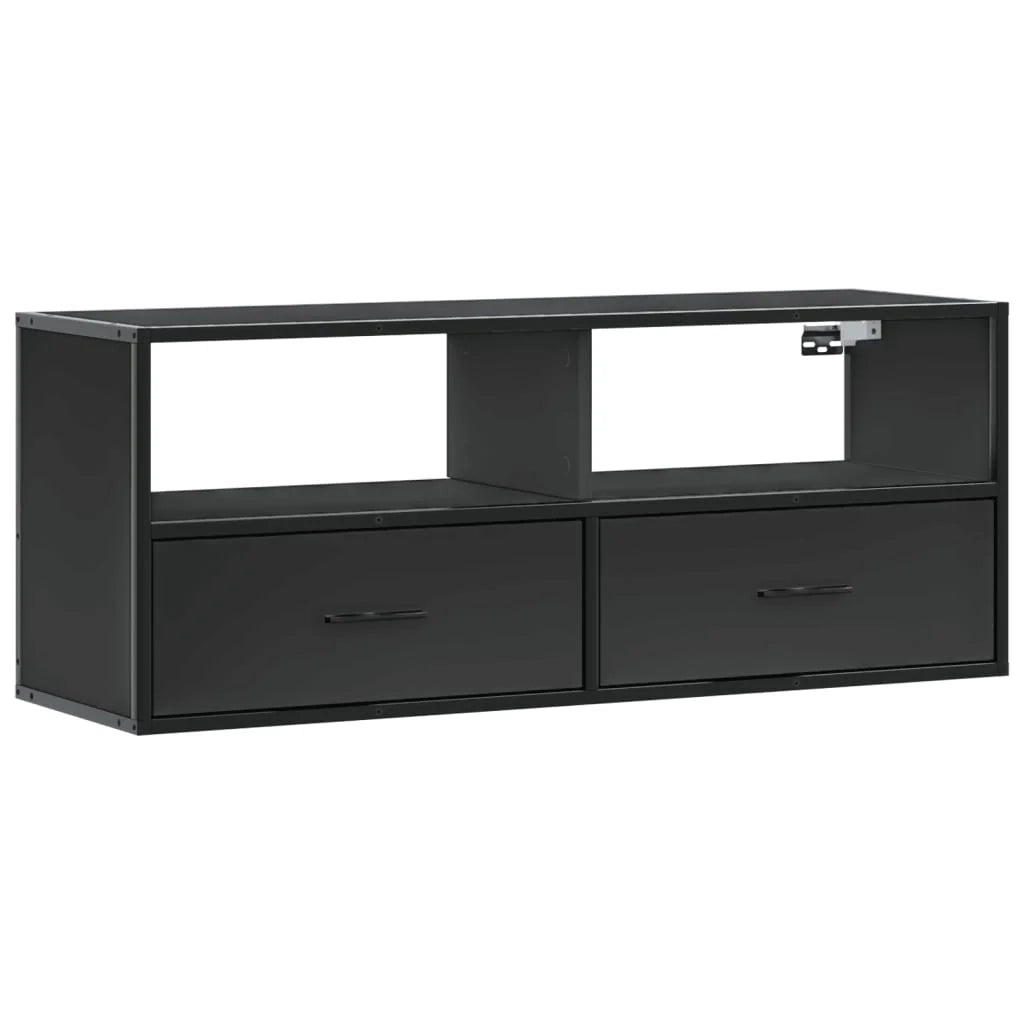 Mobile TV multimediale mensola TV credenza mobile TV sala da pranzo soggiorno camera da letto 100 x 31 x 39,5 cm legno ingegnerizzato e metallo nero 02_0025440