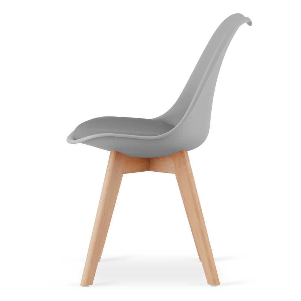 Set di 4 Sedie Mark Grigie con Gambe in Legno di Faggio